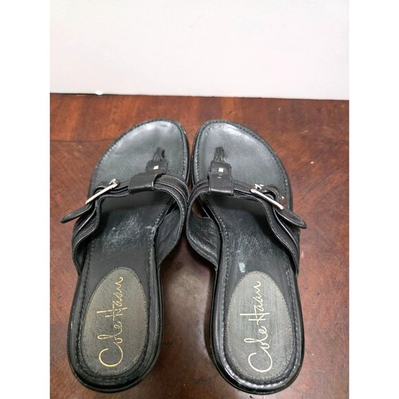 Cole Haan Women's Black Leather Buckle Strap Sandals Size 5.5B - Picture 5 of 9